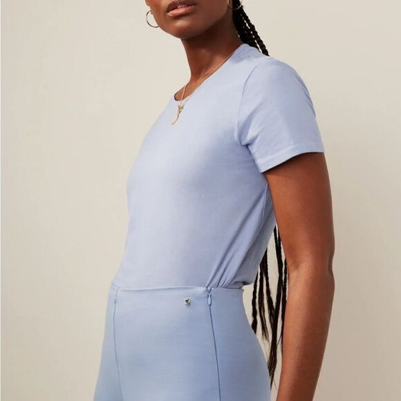 Fabletics 100% Cotton Jersey Tee Wedgewood Color‎ S NWT and in packaging - Picture 3 of 6